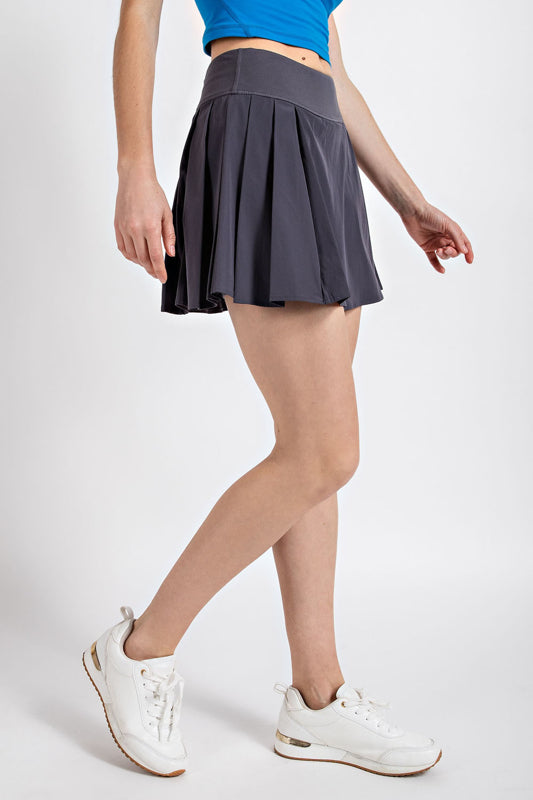 Stretch Woven and Butter Soft Active Skort with Side Pleats