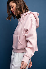 French Terry Cropped Quarter Zip Hoodie Jacket