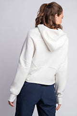 French Terry Cropped Quarter Zip Hoodie Jacket