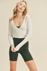 Long Sleeve Cut Out Wrap Top