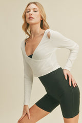 Long Sleeve Cut Out Wrap Top