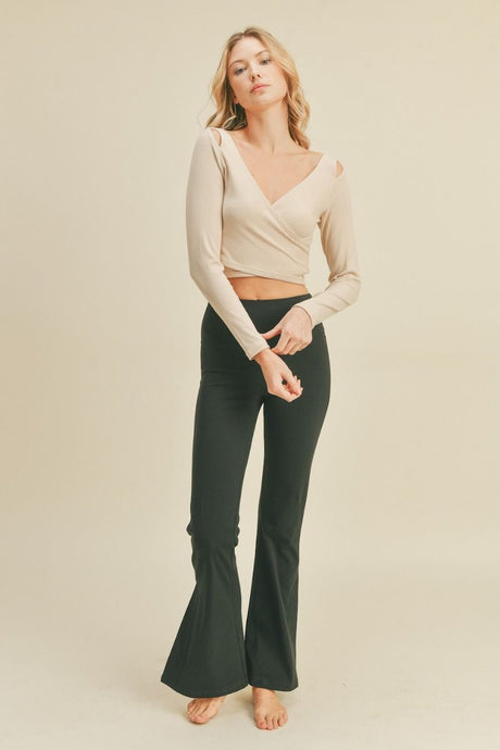 Long Sleeve Cut Out Wrap Top
