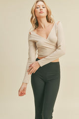 Long Sleeve Cut Out Wrap Top