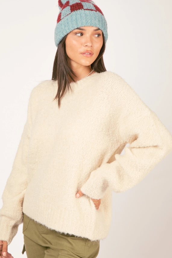 Solid Fuzzy Cozy Sweater Top