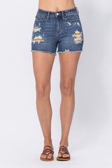 High-Waisted Printed Pocket Lining Cutoffs