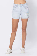 High-Rise Cuffed Printed Lining Shorts