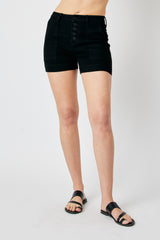 High Waist Button Fly Trouser Shorts