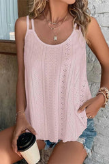 Eyelet Strappy Scoop-Neck Tank Top