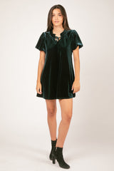 Puff Sleeve Velvet Holiday Mini Dress