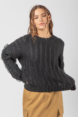 Plus Size Lace Trim Oversized Knit Sweater Top