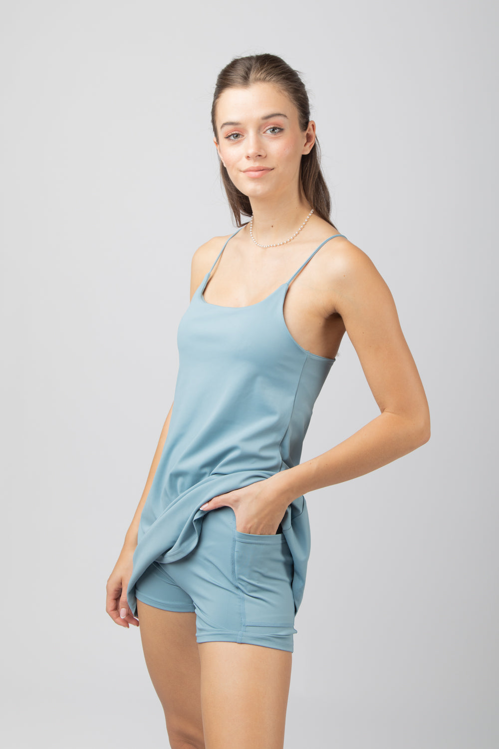 Sleeveless Active Tennis Dress with Unitard Liner