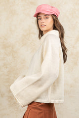 High Neck Side Opening Sweater Top