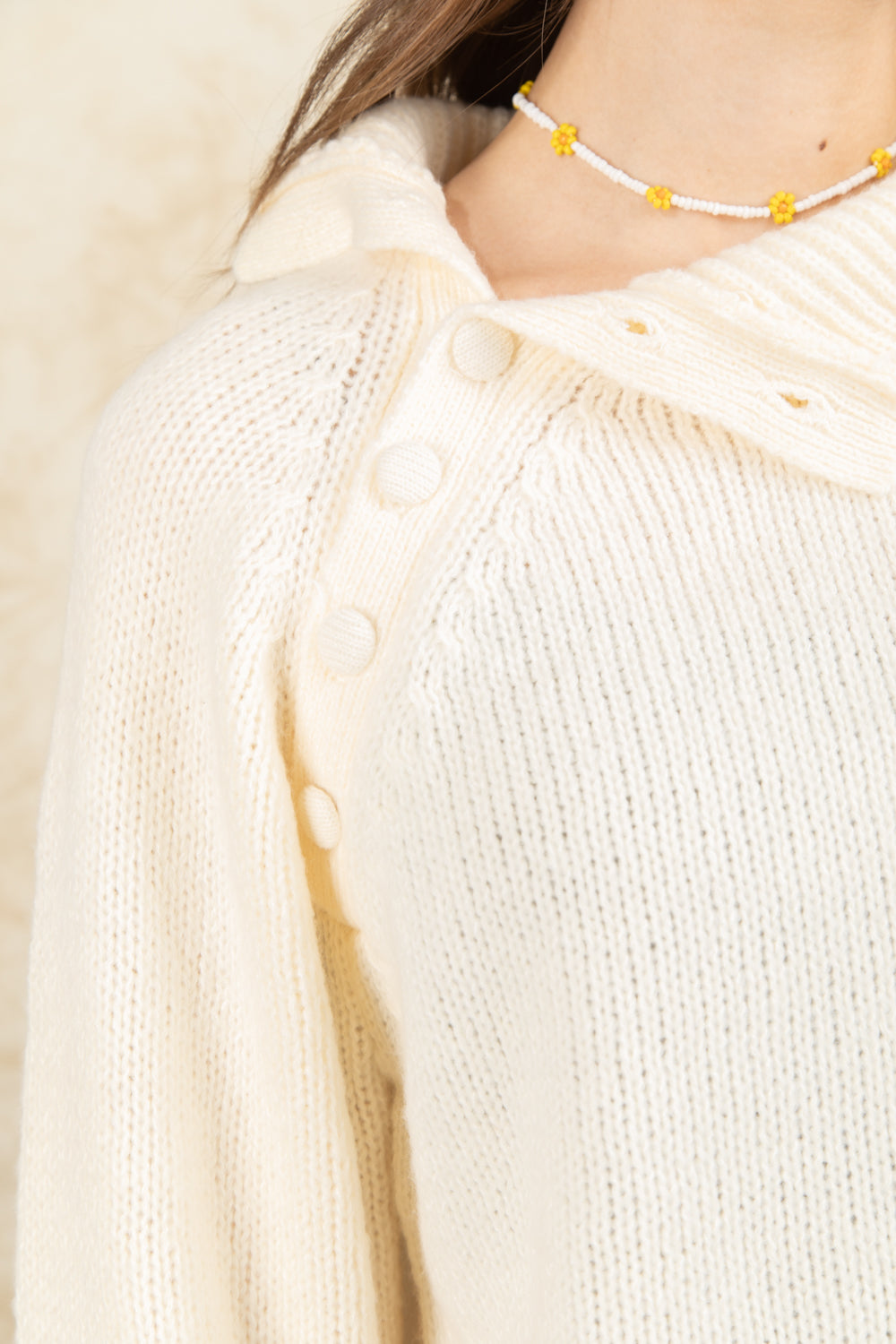 High Neck Side Opening Sweater Top