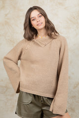 High Neck Side Opening Sweater Top