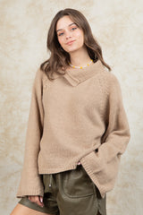 High Neck Side Opening Sweater Top