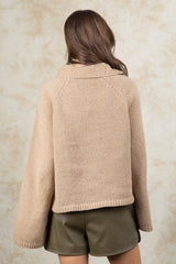 High Neck Side Opening Sweater Top