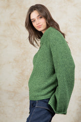 High Neck Side Opening Sweater Top