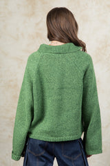 High Neck Side Opening Sweater Top