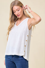 Double V-Neck Top with Side Placket