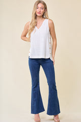 Double V-Neck Top with Side Placket