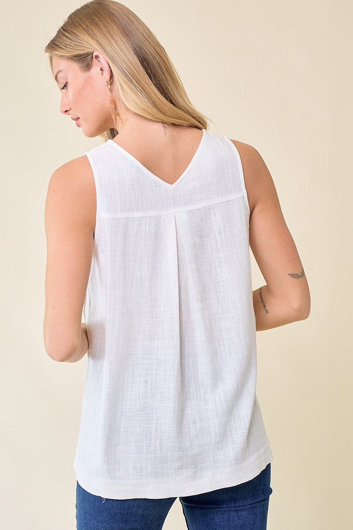 Double V-Neck Top with Side Placket