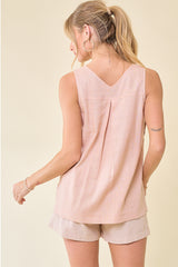 Double V-Neck Top with Side Placket