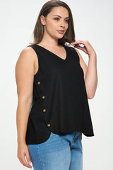 Double V-Neck Top with Side Placket