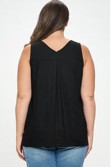 Double V-Neck Top with Side Placket