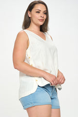 Double V-Neck Top with Side Placket