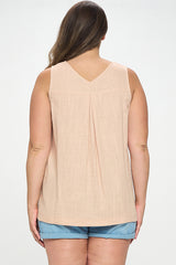 Double V-Neck Top with Side Placket