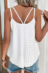 Eyelet Strappy Scoop-Neck Tank Top