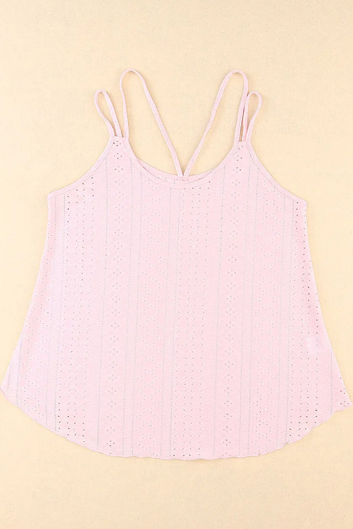 Eyelet Strappy Scoop-Neck Tank Top