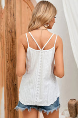 Eyelet Strappy Scoop-Neck Tank Top