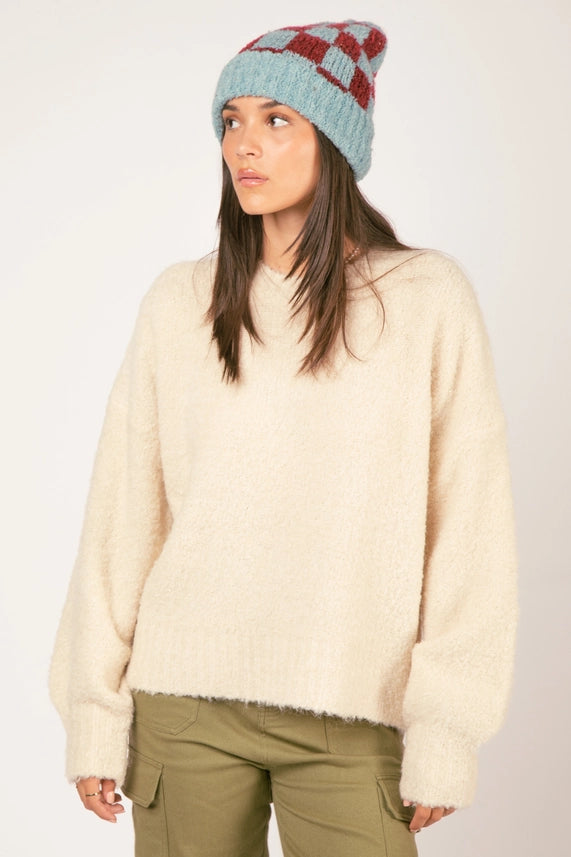 Solid Fuzzy Cozy Sweater Top