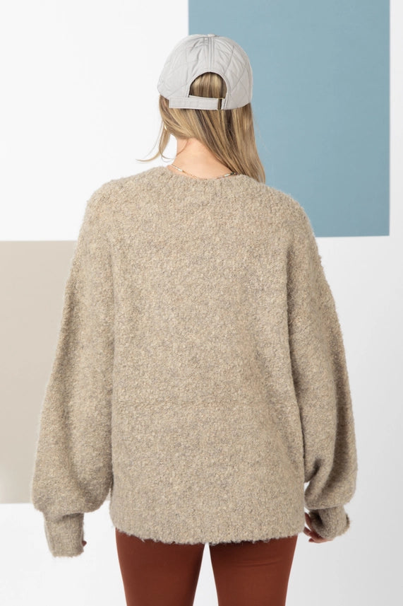 Solid Fuzzy Cozy Sweater Top