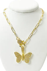 Diamond Butterfly Clip Necklace