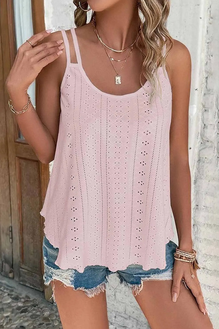 Eyelet Strappy Scoop-Neck Tank Top