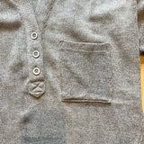 Quarter button knit hoodie sweater