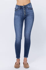 High-Rise Button Fly Skinny Jeans