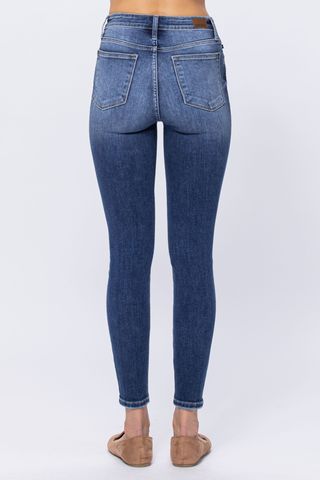 High-Rise Button Fly Skinny Jeans
