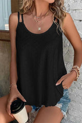 Eyelet Strappy Scoop-Neck Tank Top