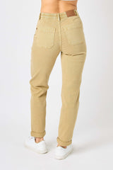 High-Waisted Garment Dyed Cugged Jogger Pants