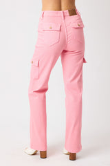 Pretty in Pink High Rise Cargo Straight Jeans