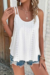 Eyelet Strappy Scoop-Neck Tank Top