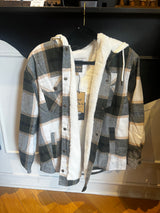 Micro Fleece Plaid Hooded Jacket