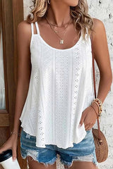 Eyelet Strappy Scoop-Neck Tank Top