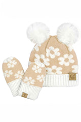 Baby Daisy Pompom Beanie & Glove Set