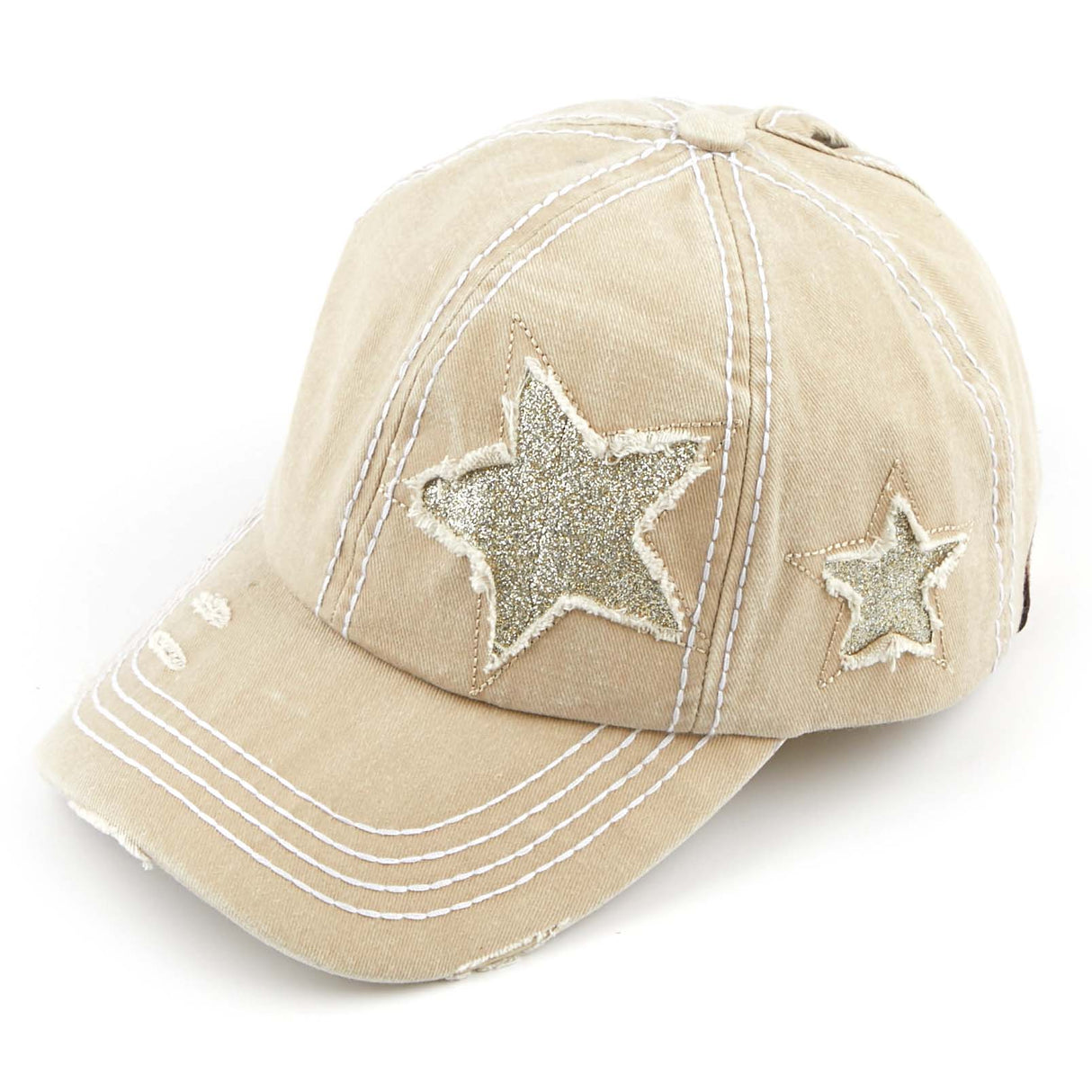 Distressed Pony Cap with Glitter Star Design