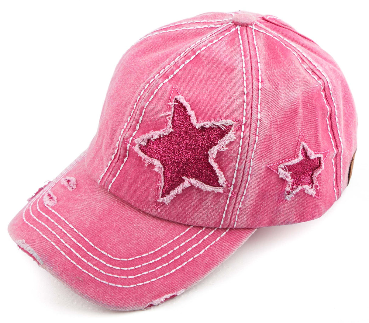 Distressed Pony Cap with Glitter Star Design