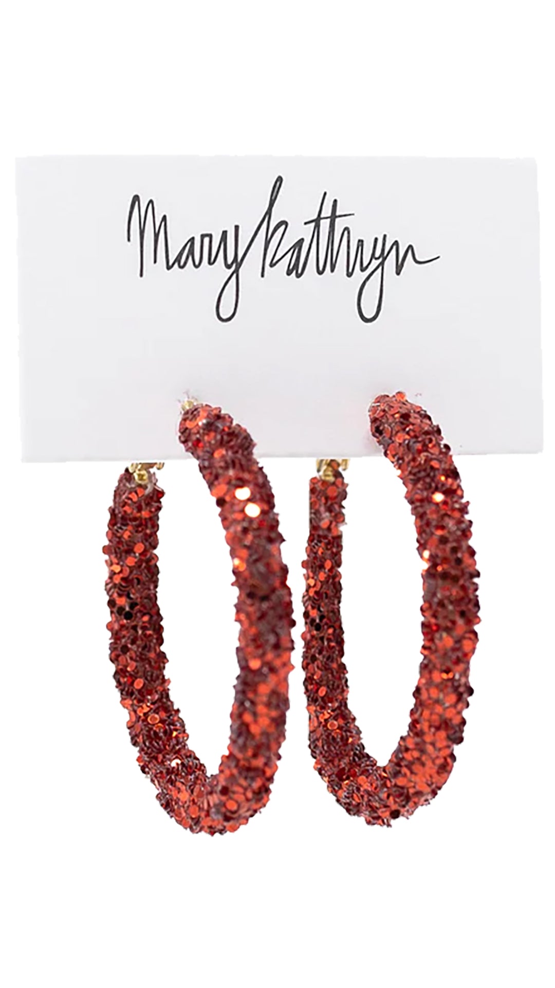 Crimson Glitter Hoops